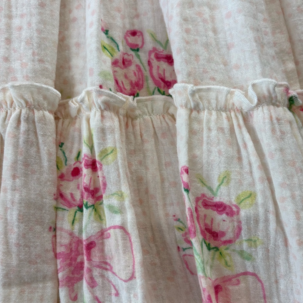 Sweet Honey Girls Floral Tie-Shoulder Tiered Sundress - Pink on Cream Size 3T - Picture 7 of 7